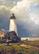 Edward Moran Sandy Hook Lighthouse oil painting artist